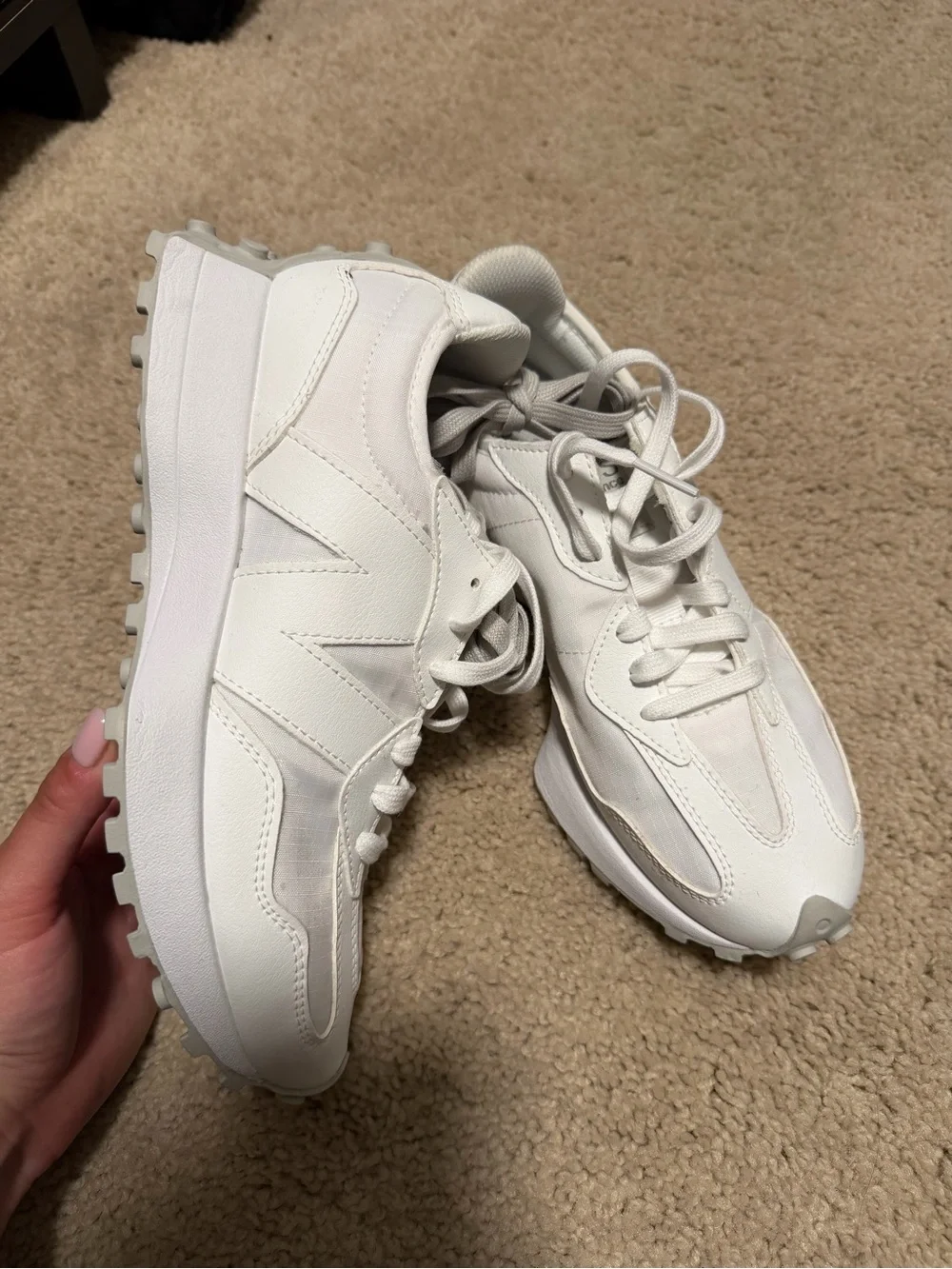 New Balance White 327 Sneakers